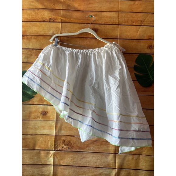 Alcee Boho Feminine Asymmetric One Shoulder Rainbow Stripe Ruffle - Picture 5 of 6